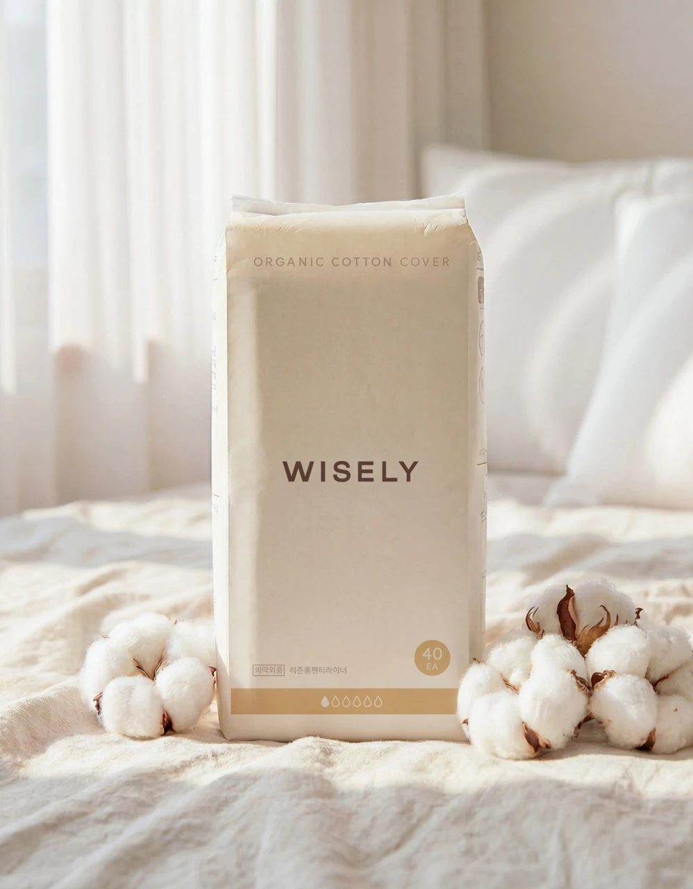 100% 유기농 순면 롱팬티라이너 40개입