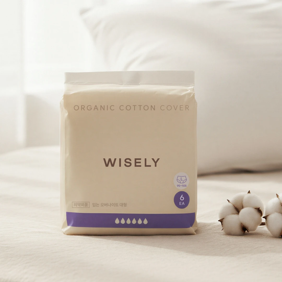 100% 유기농 순면 무표백 입는 오버나이트 대형 (6개입*2팩)