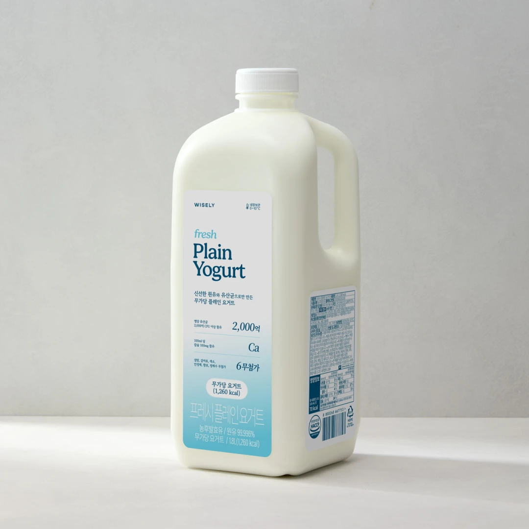 순수 우유99.996%, 무가당 플레인요거트 1.8L