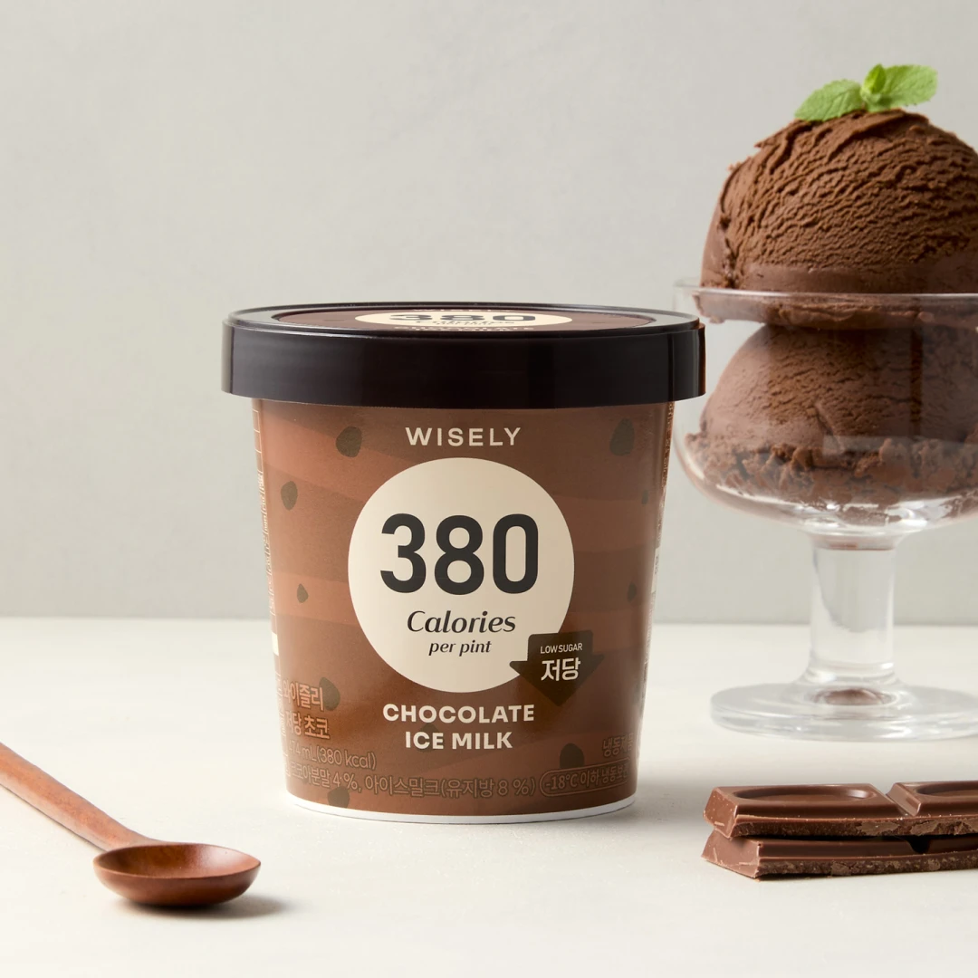 한 통당 380kcal, 저당 초코 파인트 아이스크림 474ml
