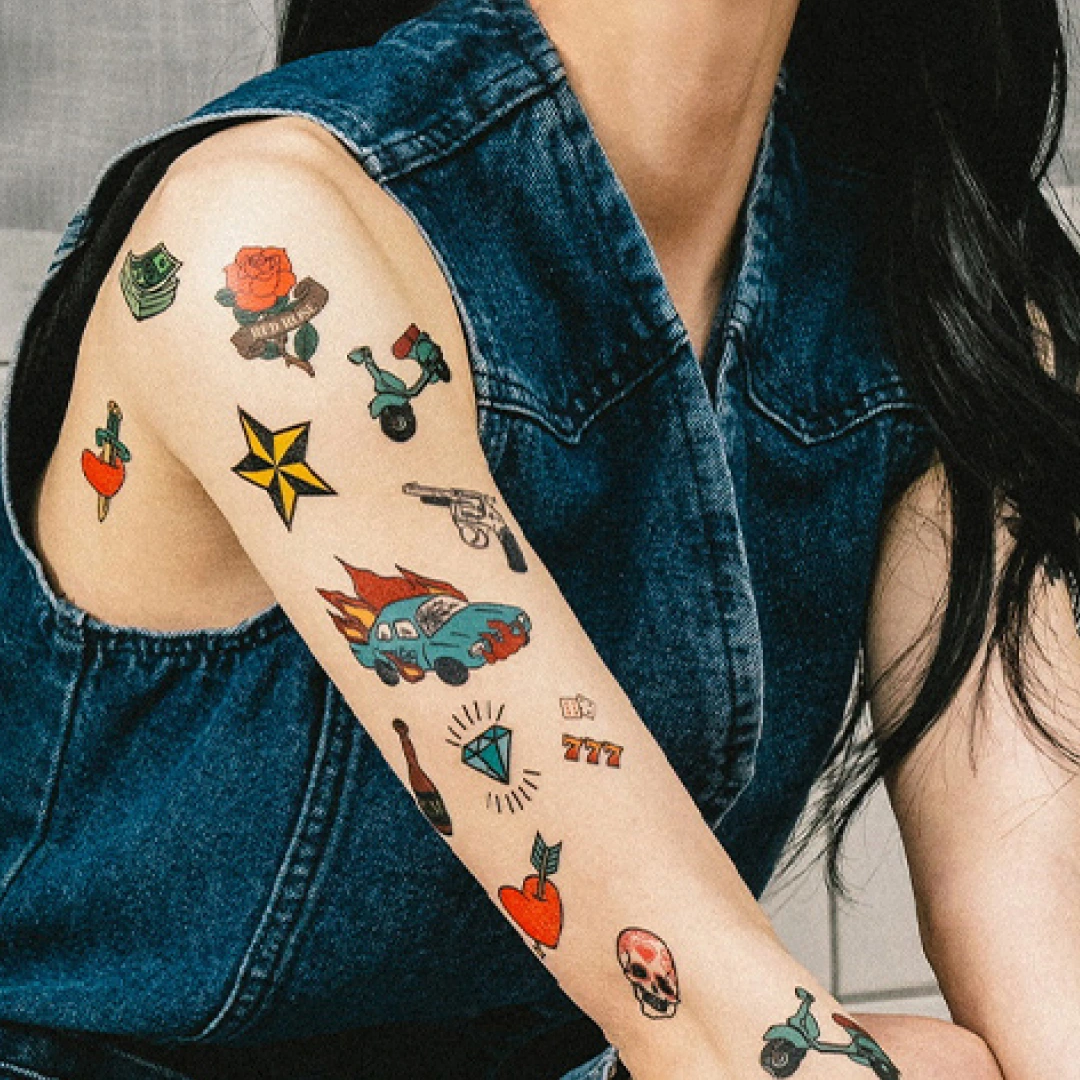 물 없이 붙이는 타투 스티커 (빈티지)