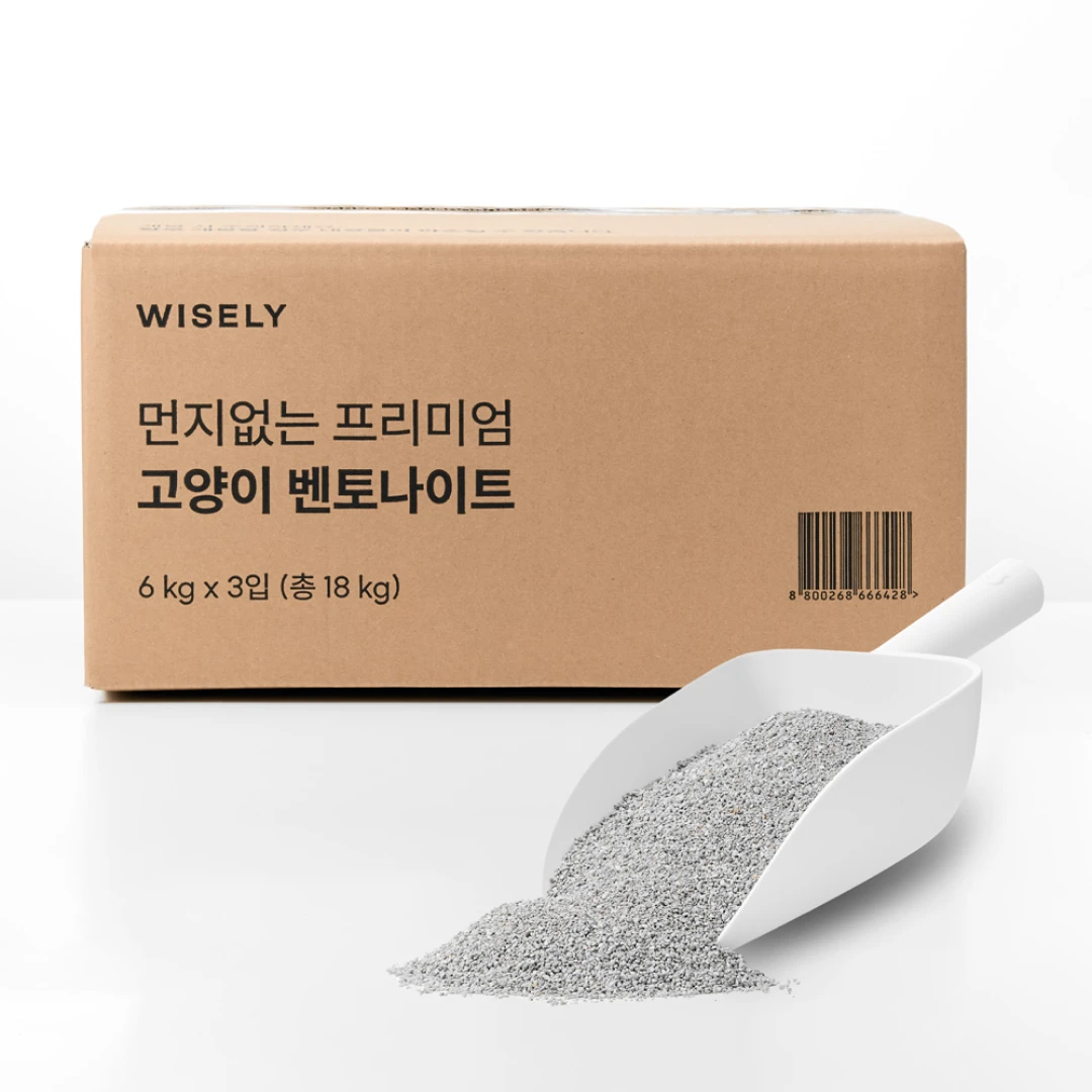 먼지 없는 프리미엄 고양이 벤토나이트 6KG X 3입