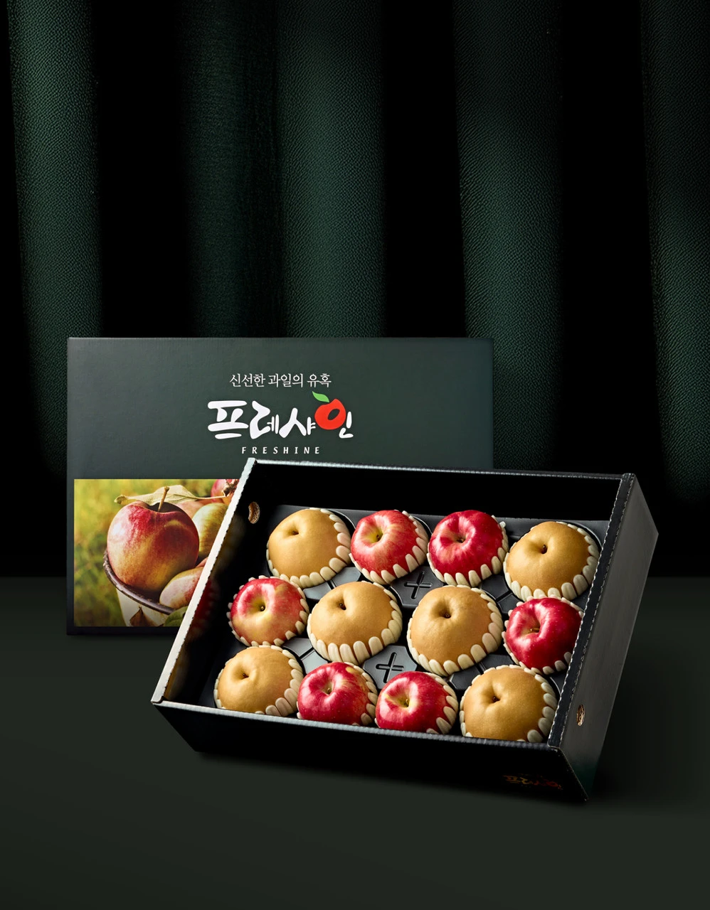 [사전예약] 프레샤인 프리미엄 사과.배 혼합 선물세트 5.2kg (사과 6입,배 6입/ 금보자기 동봉)