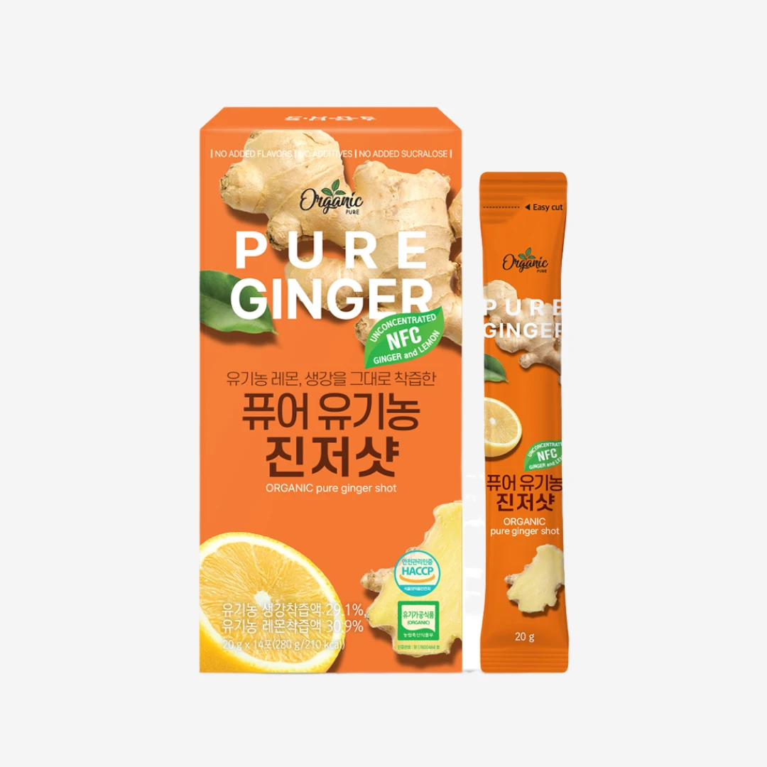 [천호] 유기가공인증 퓨어 유기농 진저샷 280ml (20g*14포) (유기농 생강,레몬,사과 사용)