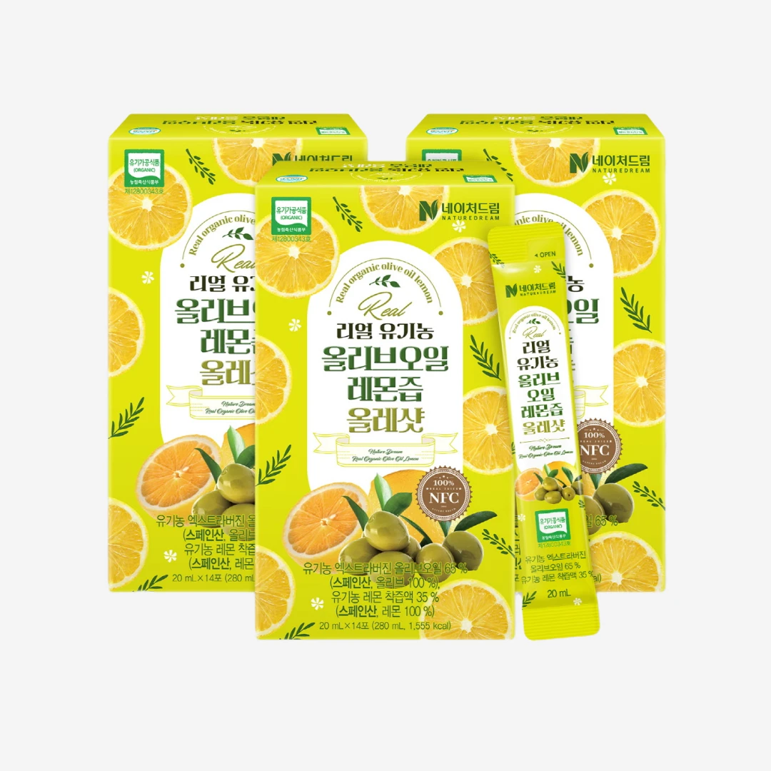 [한정수량] 네이처드림 유기농 올리브오일 레몬즙 올레샷 20ml*14포*3박스