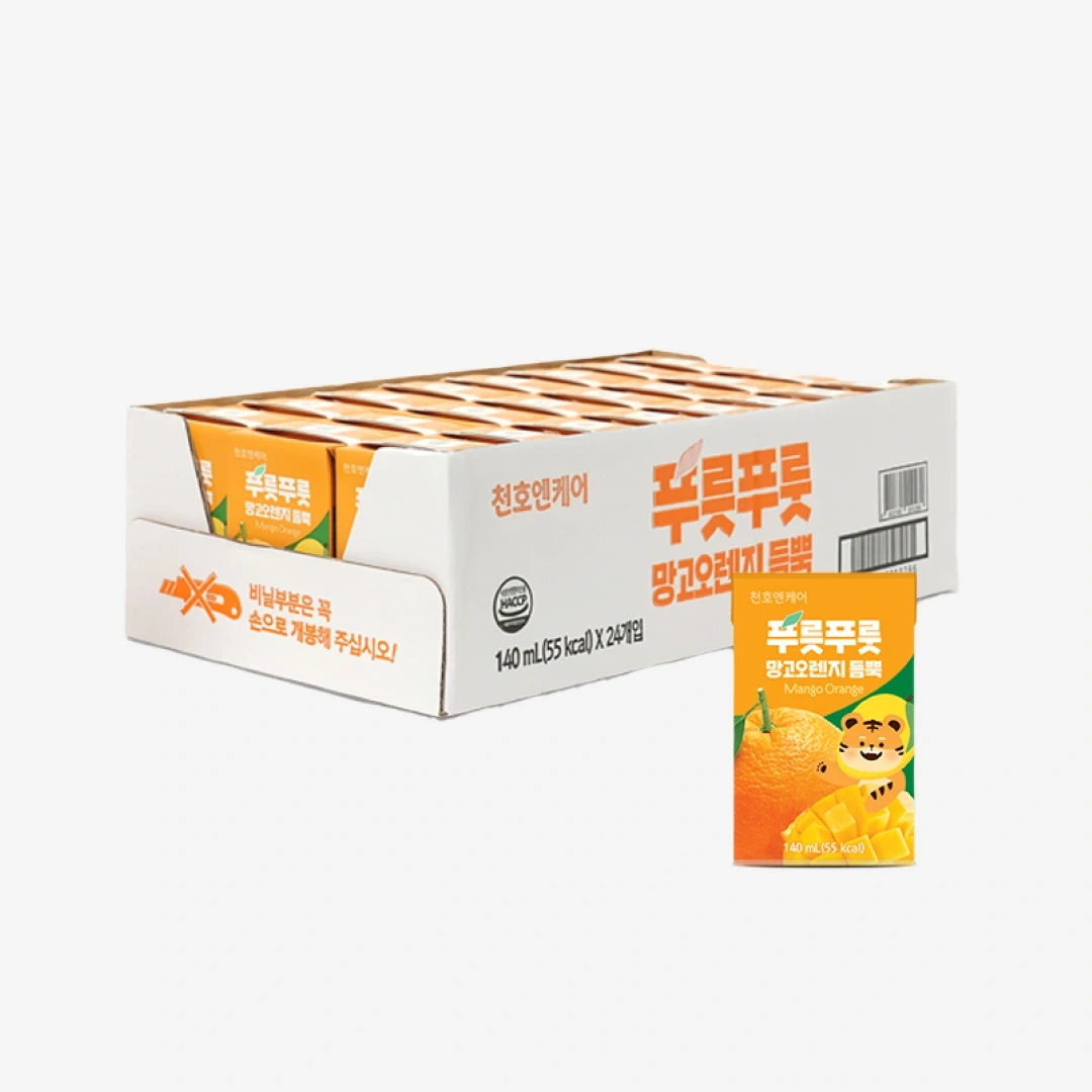 [한정수량] 천호엔케어 푸릇푸룻 망고오렌지듬뿍 140ml*24팩*1상자