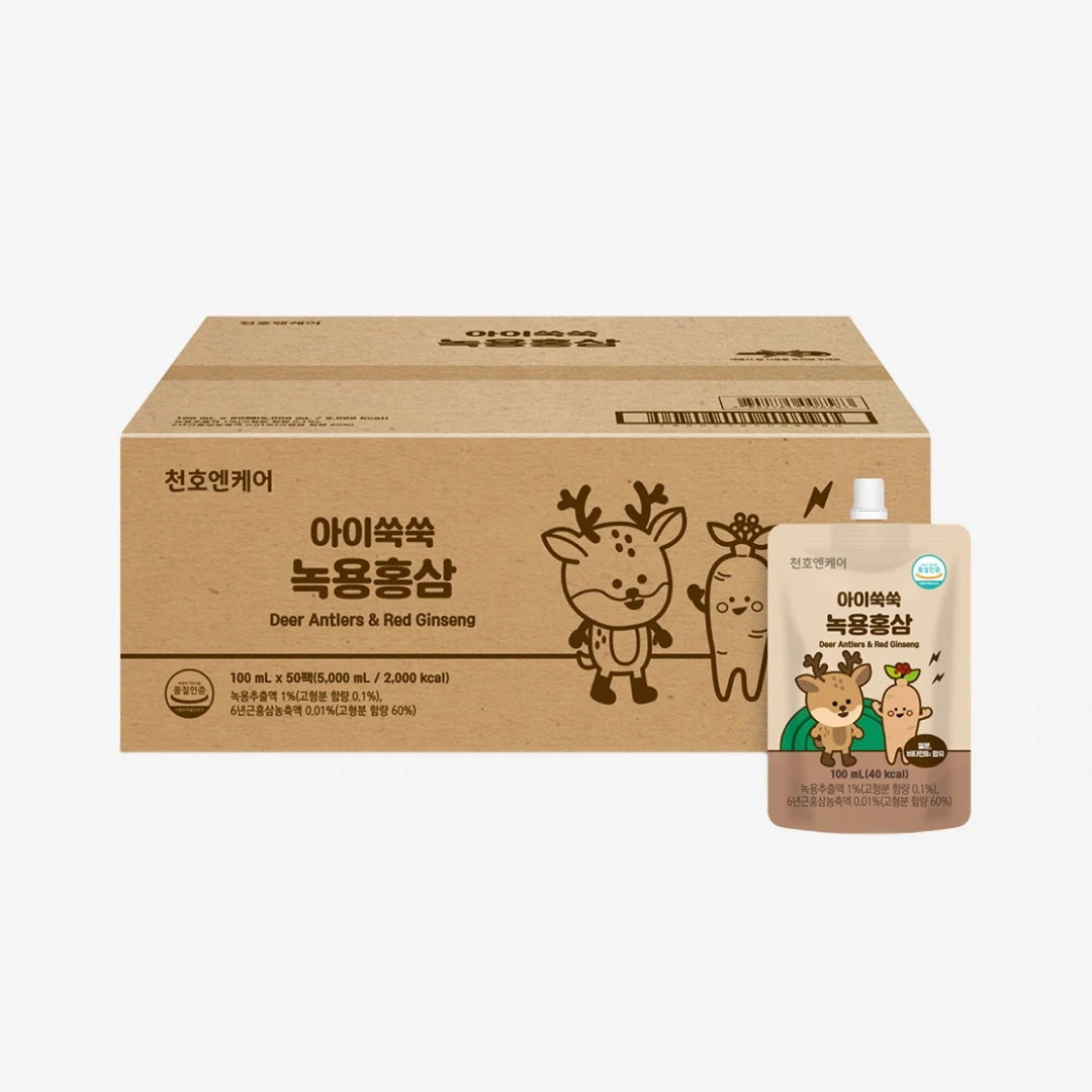 [한정수량] 천호엔케어 아이쑥쑥 녹용홍삼 100ml*50팩*1상자