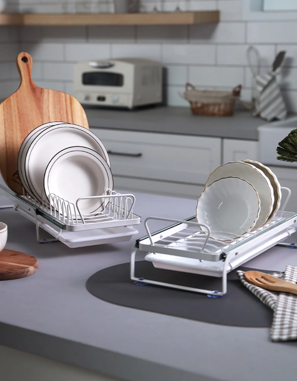 [한정수량] 시공 NO! 리빙톤 슬라이딩 접시 + 그릇정리대 세트 