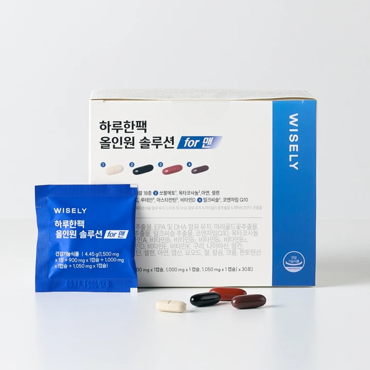 [쏘팔메토, 밀크씨슬, 멀티비타민, 오메가3] 하루한팩 올인원 솔루션 포 맨 (30포)