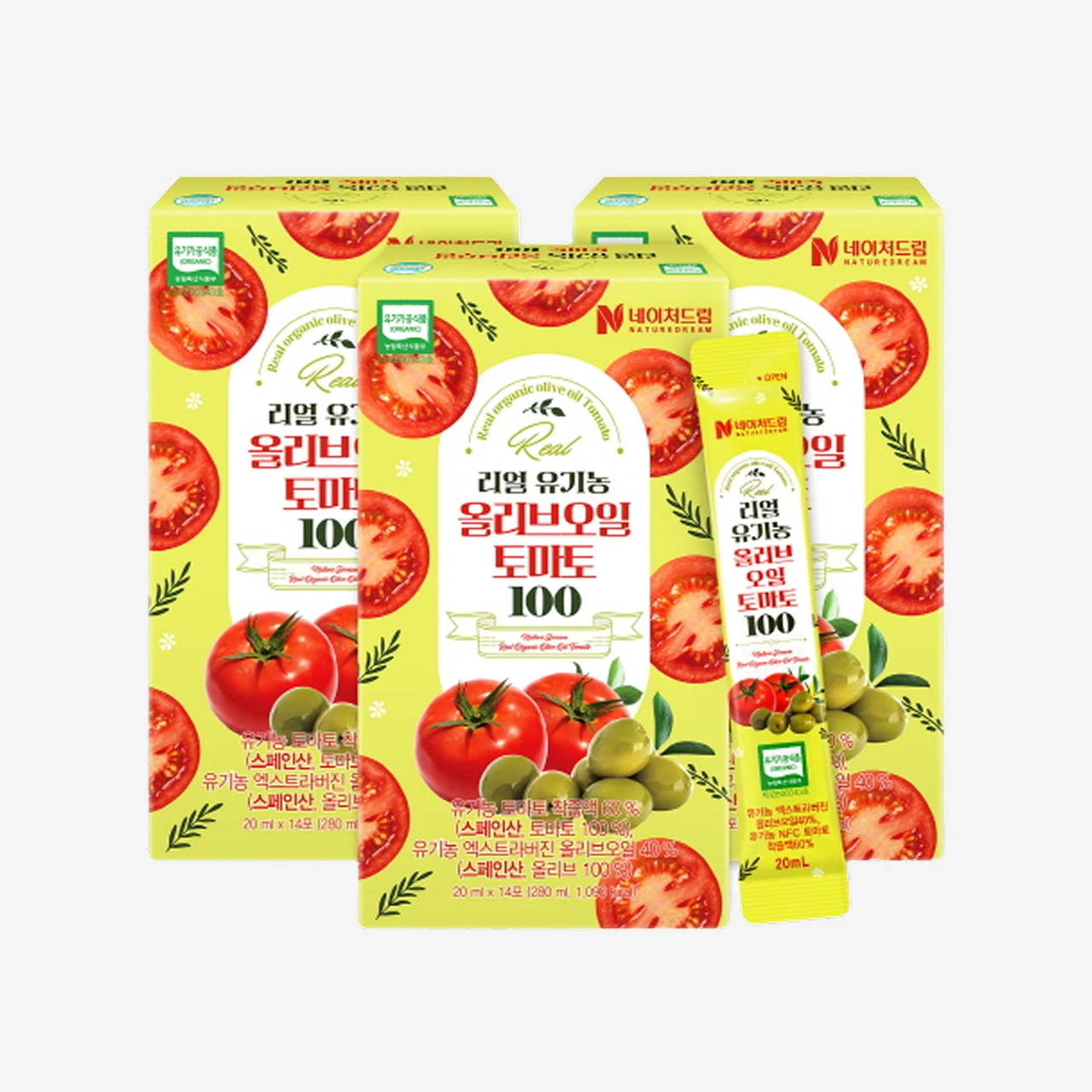 [한정수량] 네이처드림 유기농 올리브오일 토마토 100 20g*14포*3박스