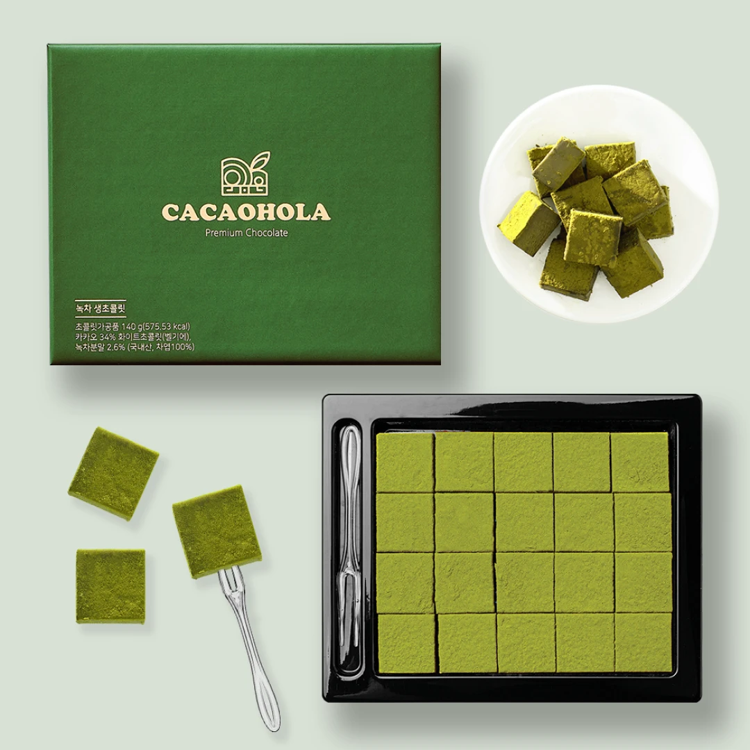 카카올라 프리미엄 녹차 수제 생초콜릿 140g