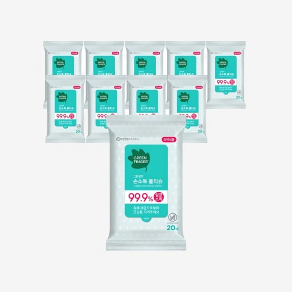 그린핑거 손소독물티슈 20X10, 휴대용