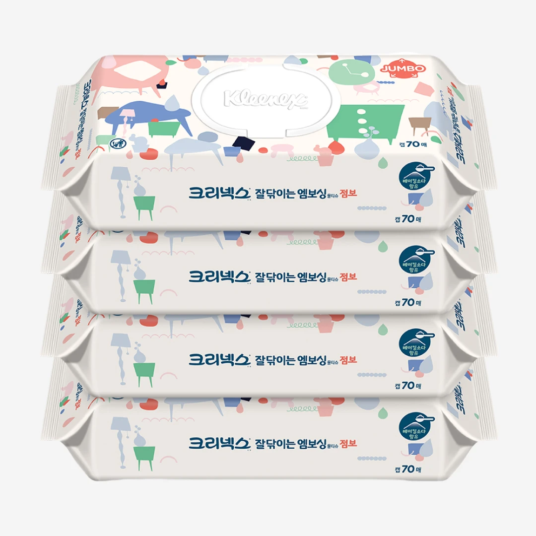 잘닦이는 엠보싱 점보 캡 70X4팩